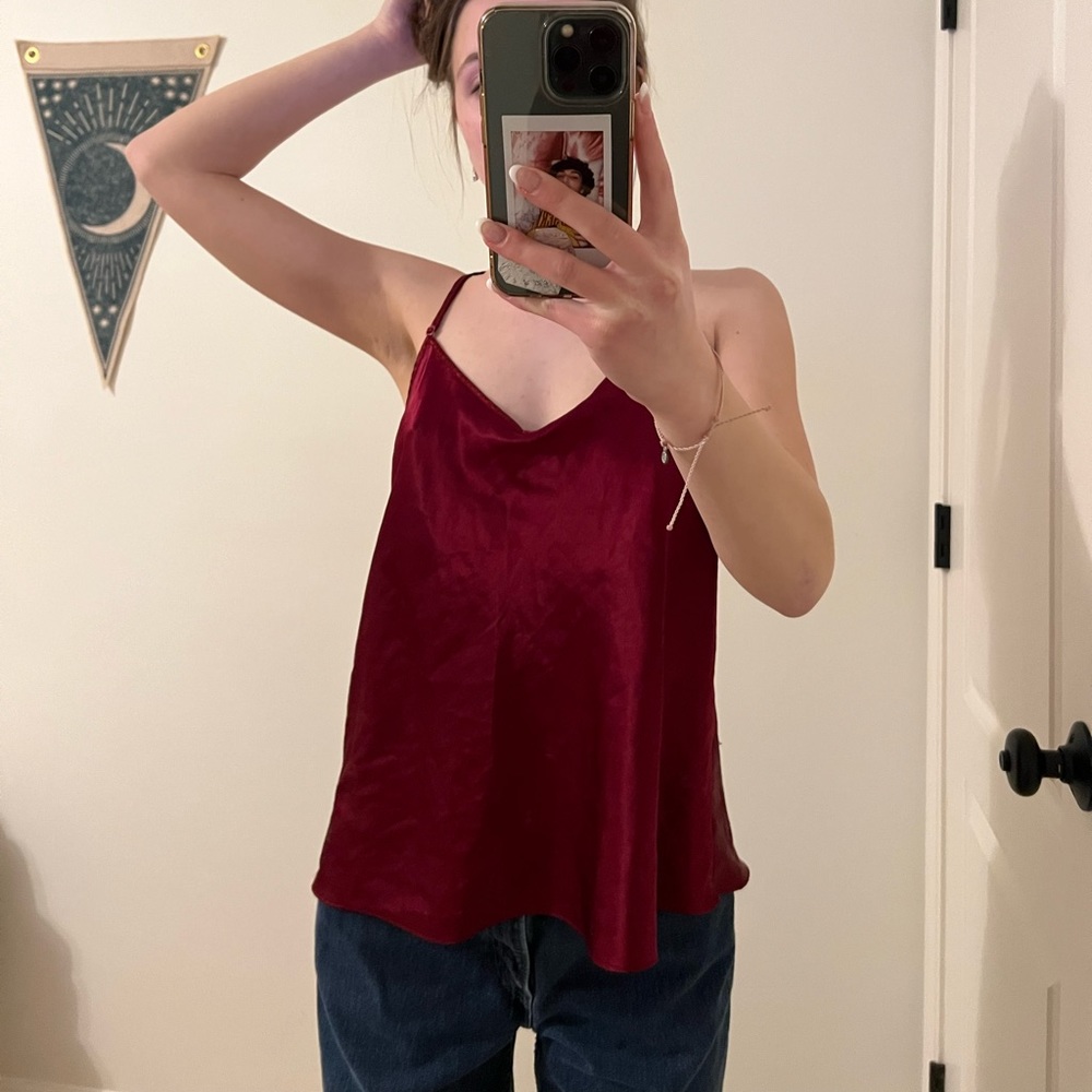 red satin blouse
